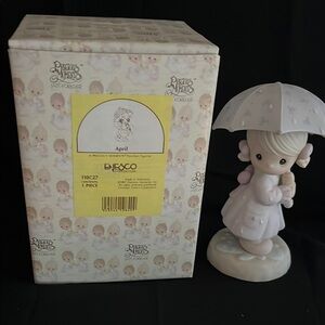 NWOT Enesco Precious Moments -April Girl with Umbrella Figurine